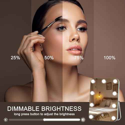 Hasipu Vanity Mirror with Lights, Hollywood 10" x 14" LED Makeup Mirror, 3 Modes Light, Smart Touch Control Dimmable, 360¡ÆRotation, Rounded Rectangle White Frame