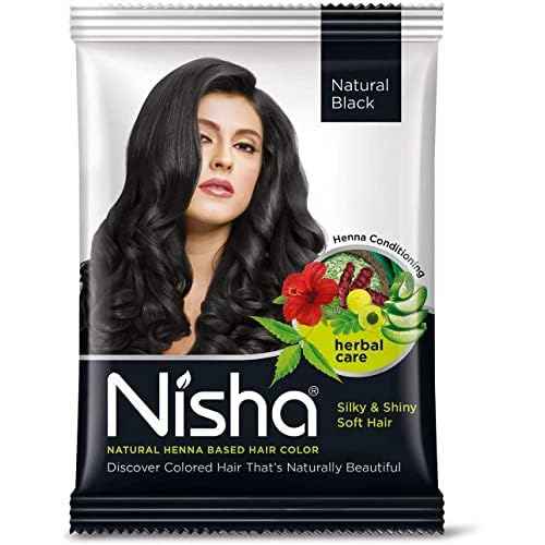 Nisha Natural Henna Based Hair Color (Natural Black) 10GM Pack of 10