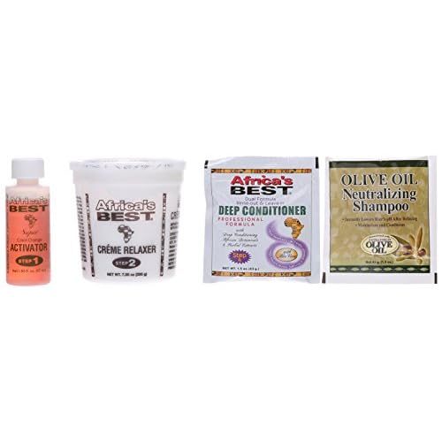 Africa's Best No-Lye Relaxer Kit, Dual conditioning, Herbal Intensive, Superior Straightening and the Very Best Nourishment, Designed for Normal Hair Textures