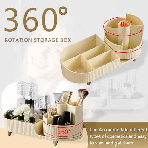 New 360 Rotating Makeup Organizer - Large-Capacity Vanity Organizer, Stores Makeup Brushes and More, Keeps Countertop Clean and Tidy