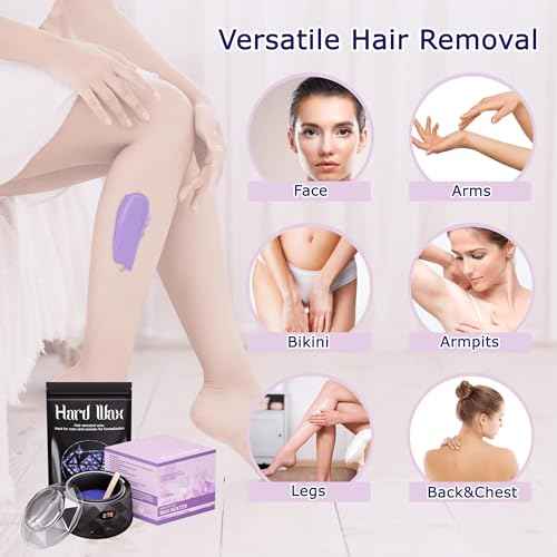 Waxing Kit for Women, Wax Warmer, Wax Kit with 4 Packs Hard Wax Beads and Accessories, for Full Body, Legs, Face, Eyebrows, Bikini, Brazilian at Home Waxing Kit for Women Men