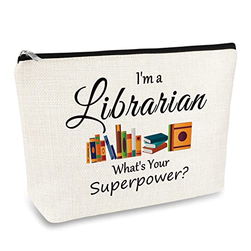 Librarian Gifts for Women Makeup Bag Librarians Thank You Gifts Book Lover Bookworm Prefect Cosmetic Bag Pouch Librarian Retirement Christmas Birthday Gift for Librarians Library Reading Organizer