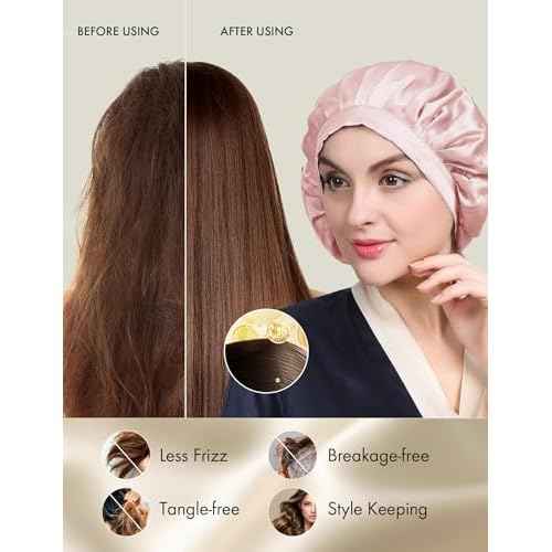 LilySilk 100% Mulberry Silk Bonnet, Silk Night Sleep Cap Adjustable Hair Wrap for Sleeping, Rosy Pink