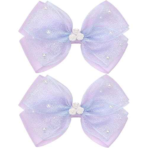 KISZU 4.5 Inch Flower Hair Bows Clips Mermaid Pearl HairPins for Girls Children Teens and Women