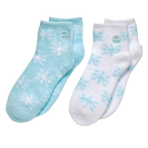 Earth Therapeutics Thera-Soft Aloe/Vitamin E Moisturizing Socks, Baby Blue/Snowflakes: 2 Pairs