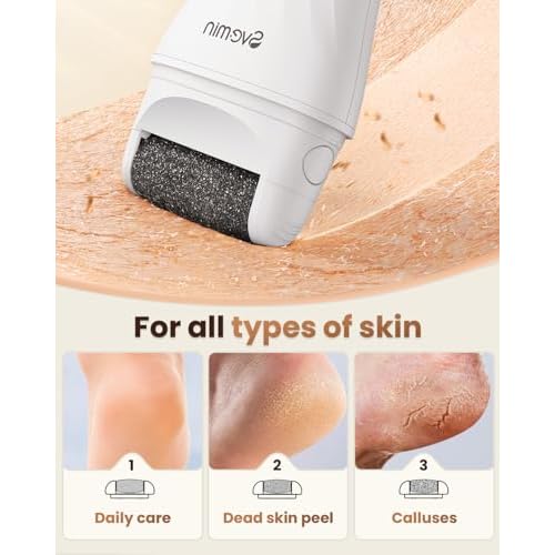 Electric Callus Remover for Feet - 2-Speed Rechargeable Pedicure Kit with 3 Rollers, IPX4 Waterproof Foot Scrubber & Digital Display | Professional Dead Skin & Callus Remover for Women/Men