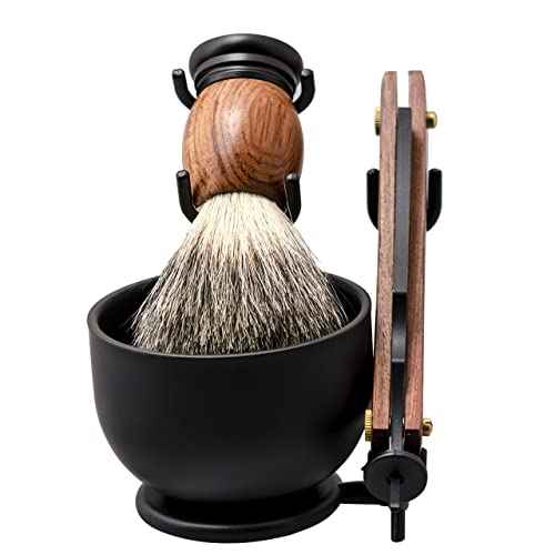 Grandslam Shaving Straight Razor Kit, Steel Cutthroat Straight Razor With Leather Strop, Shaving Brush, Stainless Steel Shaving Bowl and Stand, Shaving Soap, Gift for Men