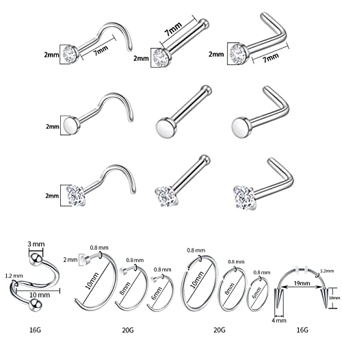 120PCS Body Piercing Kit Nose Stud Piercing Kits for All Body Piercings Stainless Steel Jewelry with 12G 14G 16G Piercing Needles for Ear Cartilage Tragus Nose Septum Lip Nipple Belly Button