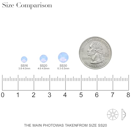 Novani Blue Opal Rhinestones 1440pcs Flat Back Round Rhinestone Style 2088 Sparkly Crystal Gemstones for Nail Art and Crafting SS20,4.6-4.8mm