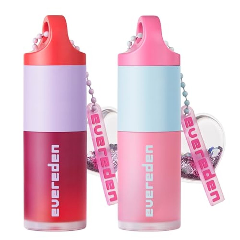 Evereden Kids Tinted Non Toxic Lip Gloss Kit: Ruby Red & Sakura Pink - Non Toxic Makeup Kit for Girls - Vegan Makeup for Kids - Hydrating Lip Gloss with Cherry, Peach, & Cranberry Oils
