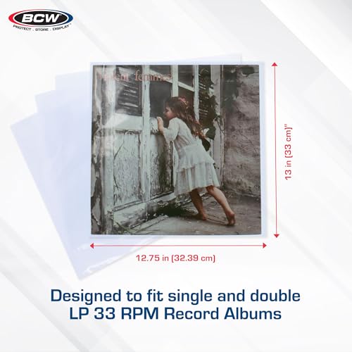 BCW 33 RPM Record Sleeves | Polypropylene Vinyl Record Outer Sleeves | 2 mil Thickness | Vinyl Record Album Protectors | (200 Pack)