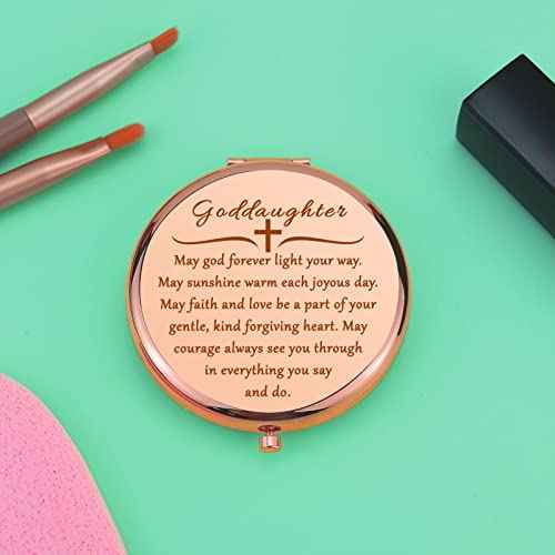 Goddaughter Gifts from Godmother Christian Baptism Gifts Compact Makeup Mirror Religious Present for Women Goddaughter Present Inspirational Folding Makeup Mirror Birthday Christmas Graduation