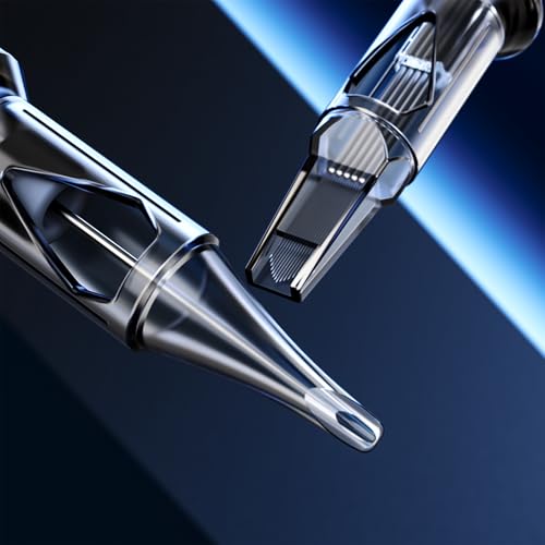 50 Pcs Disposable Tattoo Cartridge Needles #10 Bugpin Assorted Mixed Size Round Liner - 10 Pcs each of 3RL 5RL 7RL 9RL 11RL with Membrane Safety Cartridges for Rotating Tattoo Pen Machine Gun