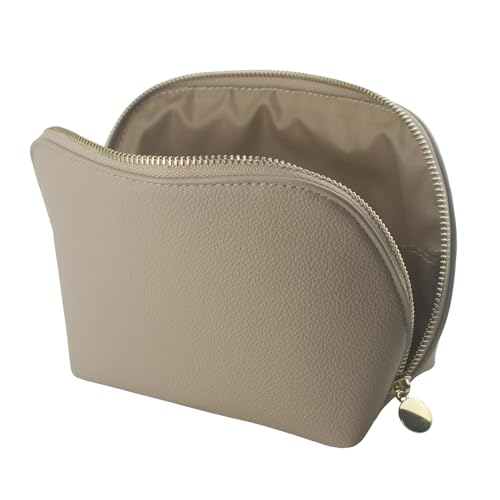 Small Travel Cosmetic Bag Portable Makeup Bag PU Leather Makeup Pouch for Women (PU leather, Misty gray)