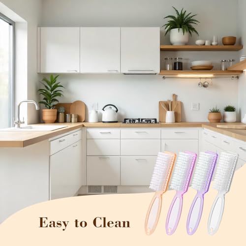 Nail Brush for Cleaning Fingernails, Larbois 4 Pack Deep Cleaning Fingernail Brush for Cleaning Nail Scrubber Brush Heavy Duty Foot Brush Handle Grip Nail Brushes for Toes and Fingernails