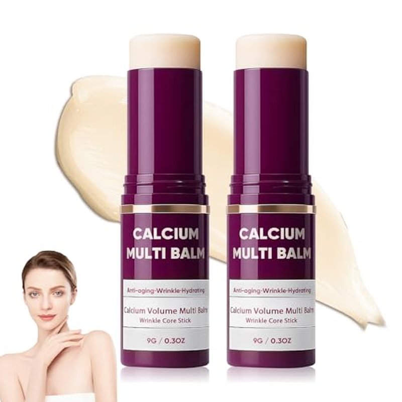 2PCS Calcium Multi Balm,Calcium Volume Multi Balm, Korean Collagen Moisturing Stick, Wrinkle-Reducing Cream,Plumps Reduces Fine Lines, Hydrating Suitable for Eyes, Neck, Face
