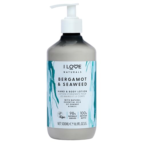I Love Naturals Bergamot and Seaweed Hand and Body Lotion - Moisturizing Lotion for Dry Skin - Coconut Oil and Shea Butter Lotion - 16.9 oz