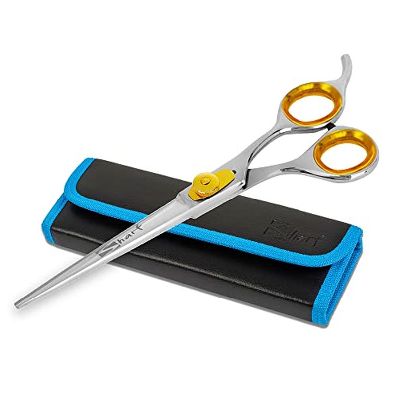 SHARF Gold Touch Barber 7.5 Inch, Professional Straight Shears 440c Japanese Stainless Steel Barber Scissors for Men and Women