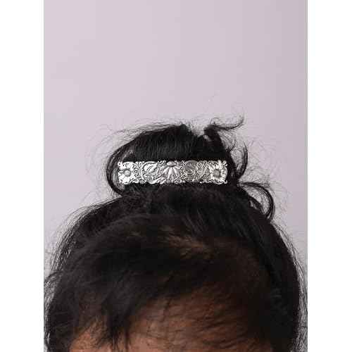 HAQUIL Vintage Flower Rectangular Hairclip, Hair Clip Vintage Viking Celtic Knot Protection Hair Clip, Barrettes Gift for Women Viking Hair Accessories