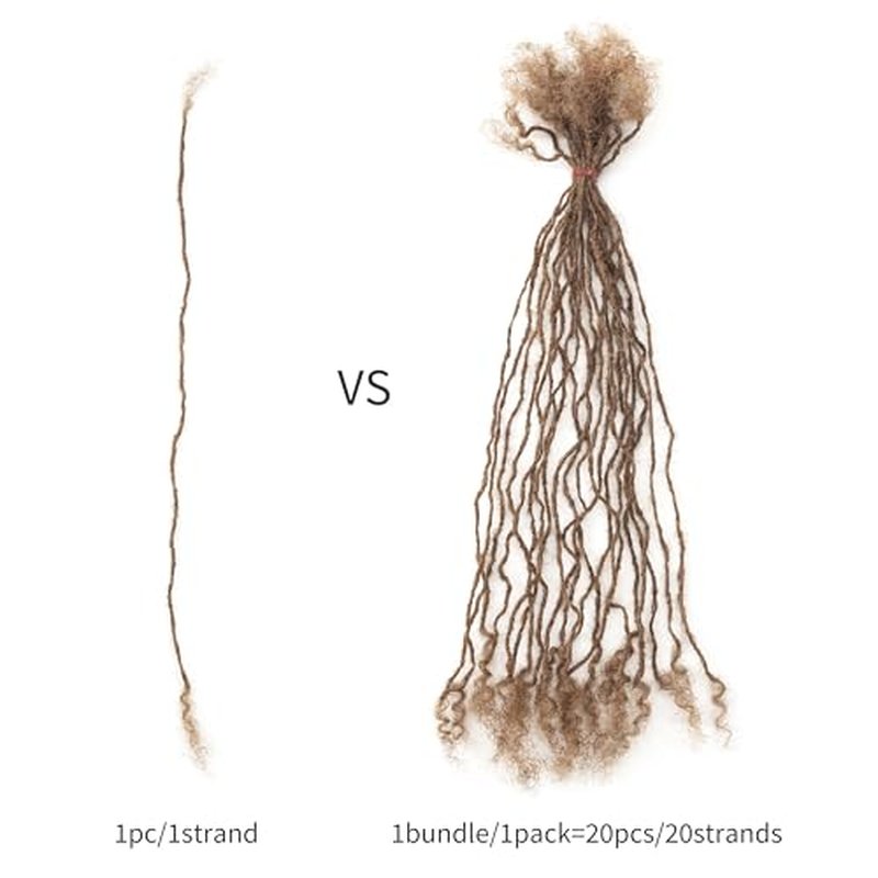 EV&ET Handmade Interlocking Sisterlocks Curly Tips 100% Real Human Hair Permanent Micro Locs Extensions Natural Looking Soft Dreadlocks Can Be Bleached and Dyed (#30 40pieces, 12inch 0.2cm)