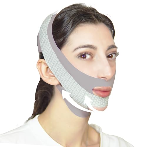 V Line Lifting Mask Chin Strap for Sleeping, V Line Mask, Face Lifting Strap, Chin Strap, Jawline Shaper, Jaw Strap, Double Chin Reducer,Face Lift Tape & Snoring Solution (Grey)