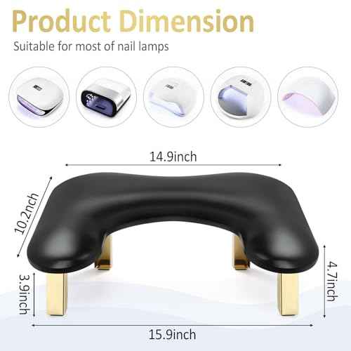 Nail Arm Rest, Arm Rest for Nails Tech, Foldable Nail Tech Client Arm Rest, PU Leather Nail Hand Rest, U Shape Manicure Hand Rests for Foot Hand Rest, Black