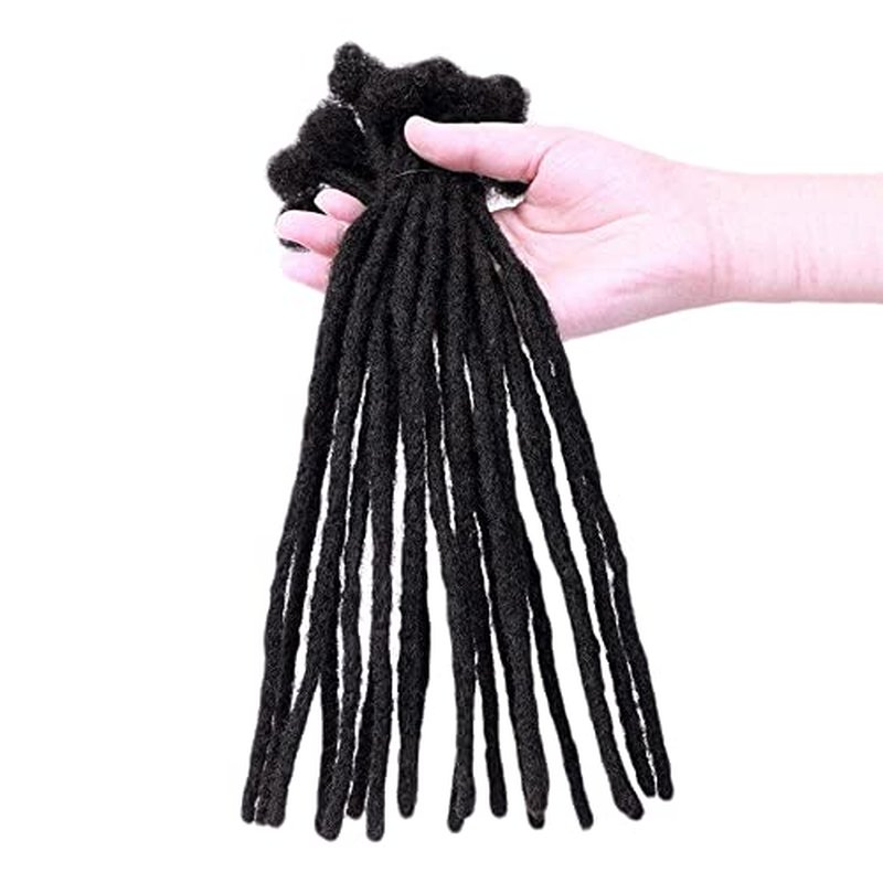 100% Real Human Hair Dreadlock Extensions for Women/Men 0.4cm Thickness 12 Inch 60 Strands Full Handmade Can be Dyed and Bleached Permanent Loc Extensions Human Hair Natural Black