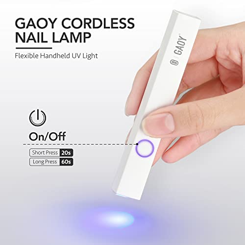 GAOY Handheld UV Light for Gel Nails, Mini Nail Lamp, Portable Cordless Rechargeable, Fast Curing