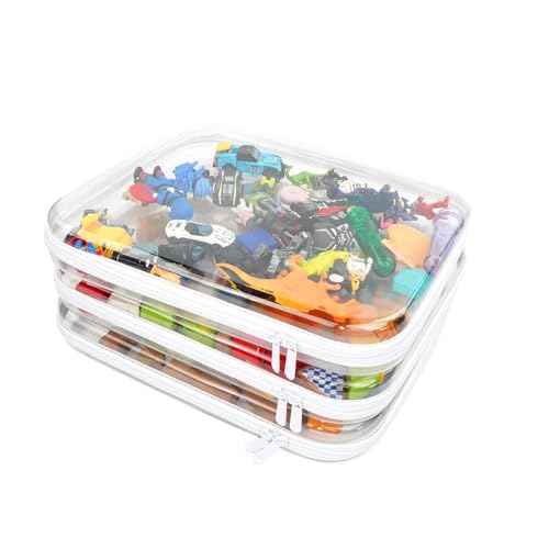 3pcs Clear Hard Shell Zipper Case, Transparent Hard Plastic Zipper Pouches, Portable Travel Organizer, Clear Toiletry Bag, Craft and Arts Organizer, Toy Storage Bins, Stackable Hard Side Plastic Case