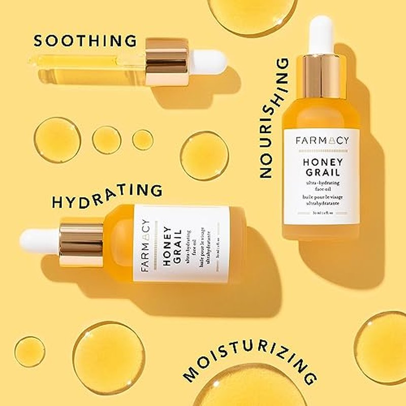Farmacy Hydrating Face Oil - Honey Grail Nourishing Oil for Skin & Hair - Infused with Sea Buckthorn Oil, Rosehip Oil & Buckwheat Honey to Moisturize & Maintain a Healthy Skin Barrier (30ml)