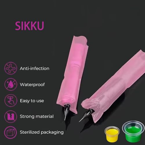 Tattoo Machine Covers & Wrap, 200pcs Tattoo Pen Covers & 8Pcs Wraps & Cutter, Tattoo Machine Bag and Grip, Tattoo Kit Supplies, (Pink)