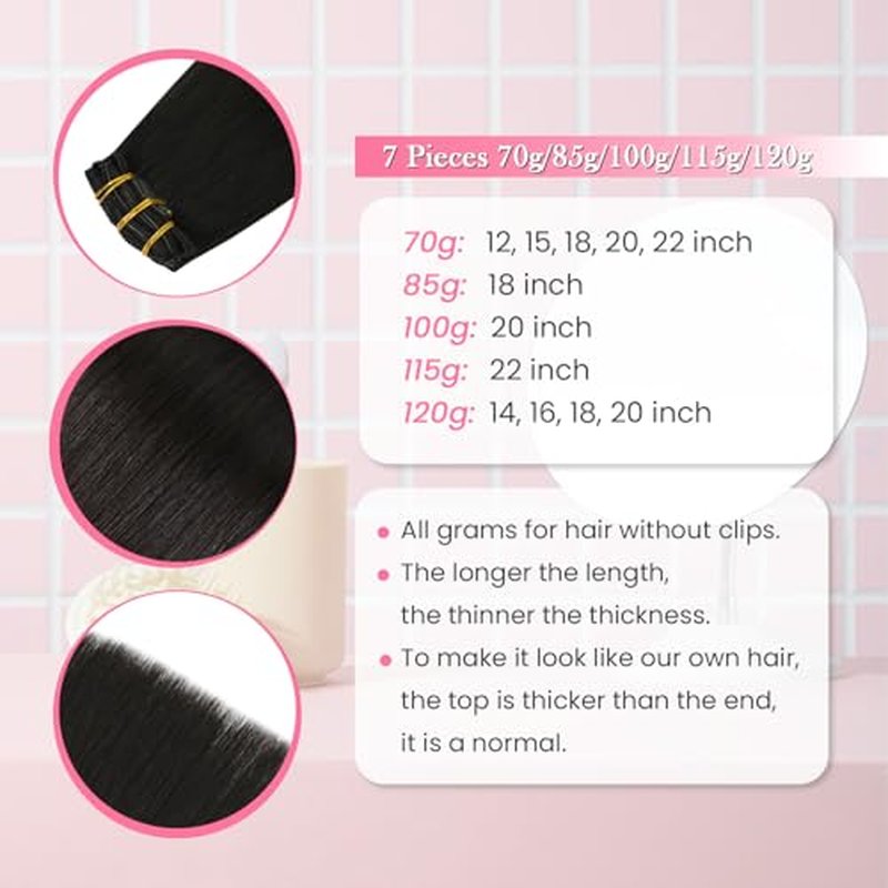 Aison Dark Brown Clip in Hair Extensions Real Human Hair 115G 100% Soft Silky Straight 7pcs 16 clips (22 Inch #2)