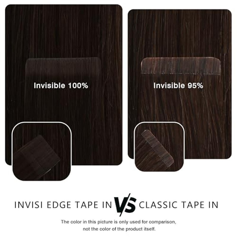 ABH AMAZINGBEAUTY HAIR Invisi Edge Tape in Hair Extensions Real Human Hair, Seamless Injected Hand-Tied Virgin Human Hair Pro Quality Tape ins 20PCS 50G/Pack, Auburn Color #30 20 Inch
