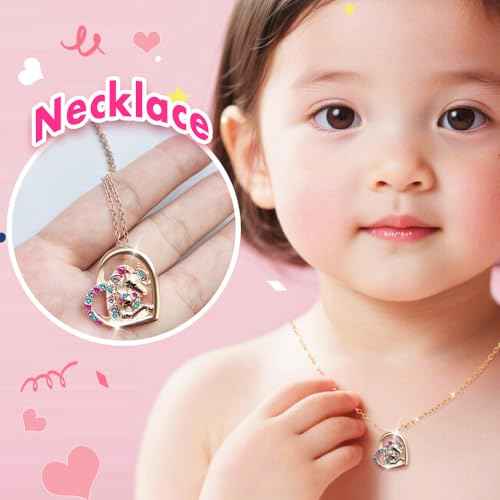 4-Piece Heart Charm Beauty Bundle - Squeeze Gloss and Lip Care and Make up Set for Girls, Unicorn Jewelry Gift Set for Teens