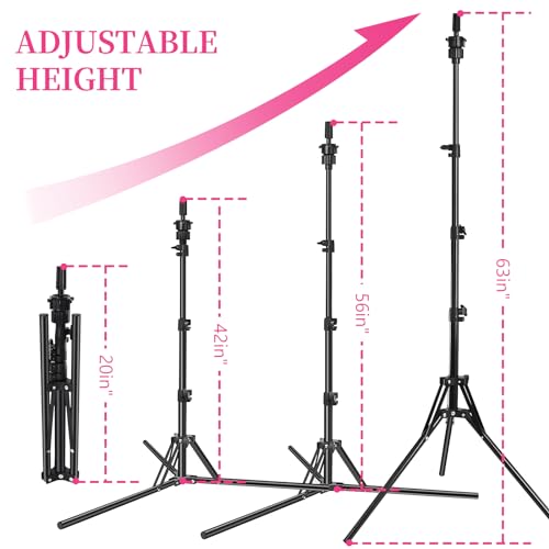 63In Wig Stand Tripod with 22In Head, Canvas Wig Head Stand with Mannequin Head for Wigs Manikin Head Block Set for Wigs Making Display