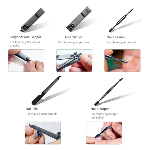 Nail Clippers Set, 10 PCS Professional Manicure Set and Pedicure Kit with Travel Case,Stocking Stuffers, Christmas Gift for Men and Women