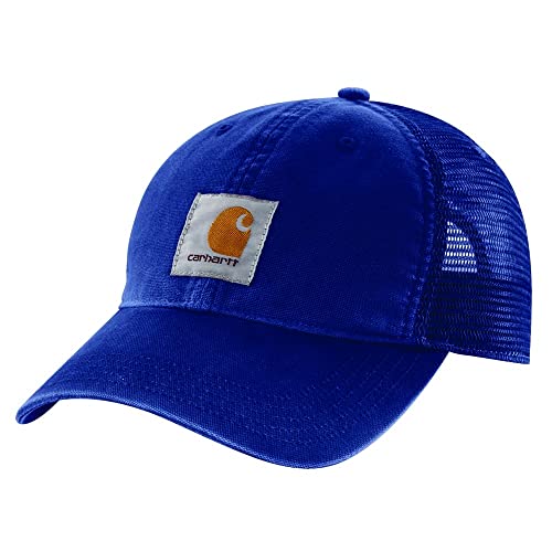 Carhartt mens Canvas Mesh Back Baseball Cap, Scout Blue, One Size US