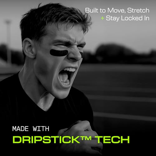 DRIP Strips Flexible Eye Black Stickers, 24 Pack, Stretch-Fit Tape, Moves With You, Breathable, Sweat-Proof, Athletic-Grade Hold for Baseball, Football, Softball, Lacrosse, Hockey, Soccer, OG Strips