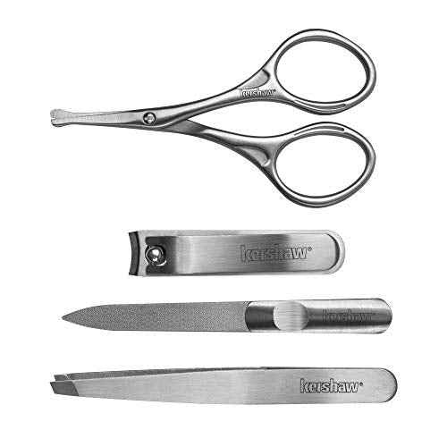 Kershaw Men's Stainless Steel Manicure Set, 4-Piece with Case (KMCURE), Regular