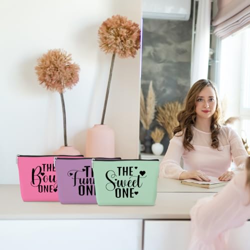 3 Pcs Cosmetic Bags for Women Makeup Bag Toiletry Bag Funny Girls Trip Gifts Favors Girls Weekend Bachelorette Party Bestie Best Friend Friendship Gifts for Women Sister Mom, Pink Purple Green