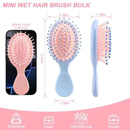HOFASON 6 Pcs Bulk Stocking Stuffers for Women Teens Girls, Bridesmaid Gift, Bachelorette Party Favors, Small Mini Wet Hair Brush Bulk for Travel, Girls Gift, Teen Party Favors, Spa Party Supplies
