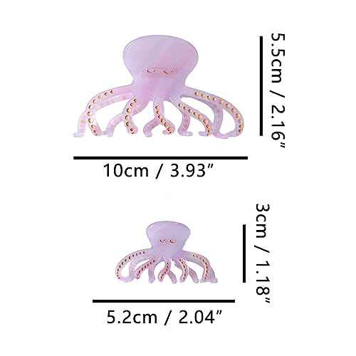 Octopus Claw Clip,Acetate Hair Clips,Small Claw Clips for Women,Pack of 2