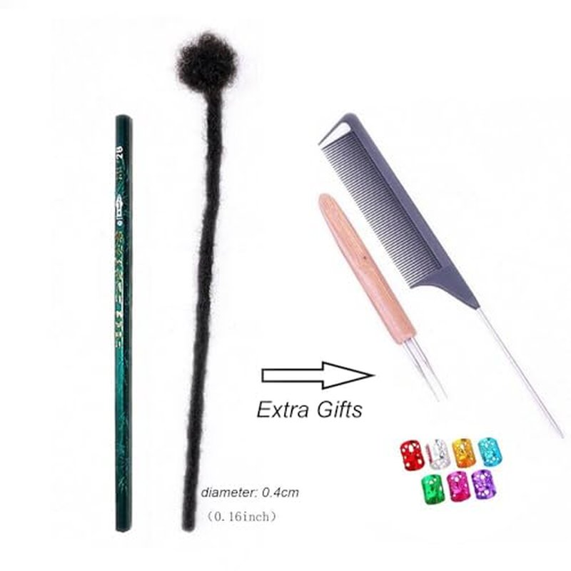 100% Real Human Hair Dreadlock Extensions for Women/Men 0.4cm Thickness 12 Inch 60 Strands Full Handmade Can be Dyed and Bleached Permanent Loc Extensions Human Hair Natural Black