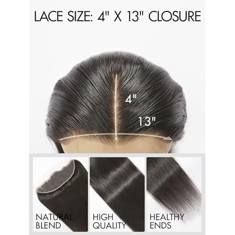 LUVME 13x4 Transparent HD Lace Frontal Closure 12A Unprocessed Brazilian Virgin Straight Human Hair 150% Density 14 Inch