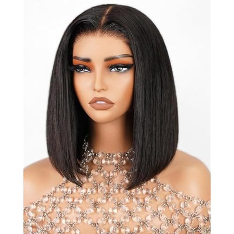 Arabella Hair 5x6 Bob Wig Human Hair Ready to Go Glueless Wigs Human hair 12A Straight Glueless Bob Wig Pre Cut Lace Pre Plucked Bleached Tiny Knots 12inch