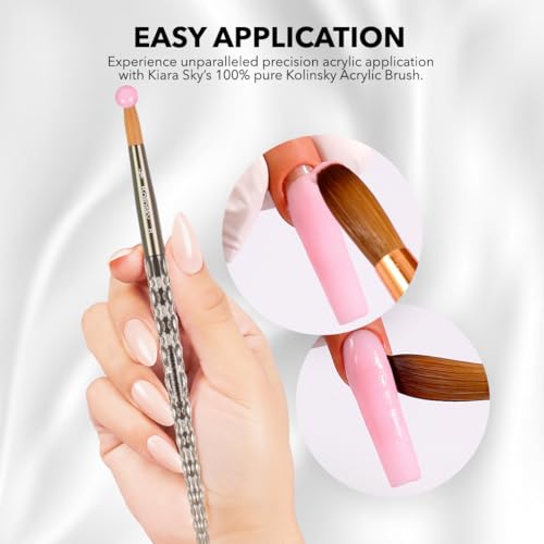 Kiara Sky Acrylic Brush #10 - Black | 100% Pure Kolinsky | Crystal Cut Handle and Acetone Resistant