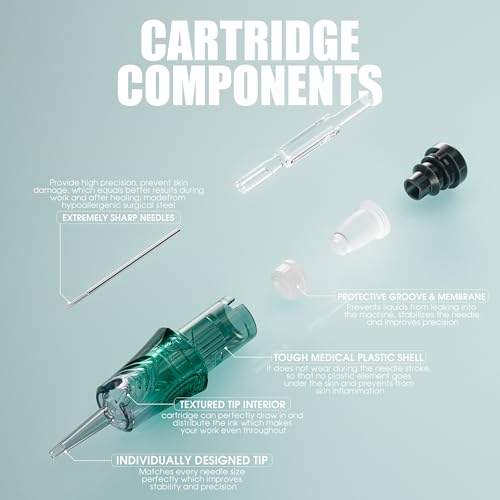 Dragonhawk Yue Magnum Tattoo Needles - 20Pcs 1207M Disposable Tattoo Cartridge Needles Color Packing Professional Tattoo Supplies for Rotary Pen Machine Gun