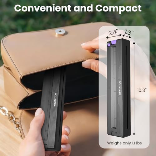 300 DPI Tattoo Stencil Printer Machine,Portable Bluetooth Thermal Wireless Printer for Tattoo Artists&Beginners,with Transfer Paper and Thermal Paper,Compatible with Phone&PC
