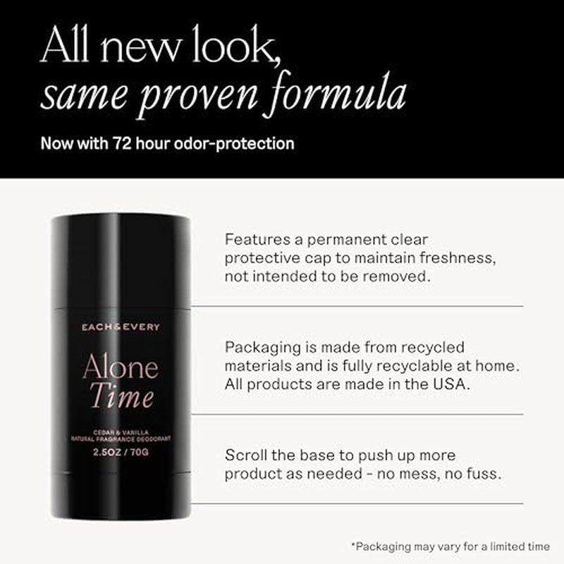 Each & Every Aluminum Free Deodorant for Men & Women - All Natural Deodorant for Sensitive Skin, EWG Verified - Clean, Baking Soda Free, Plant-Based Fragrance, Cedar & Vanilla, 2.5oz