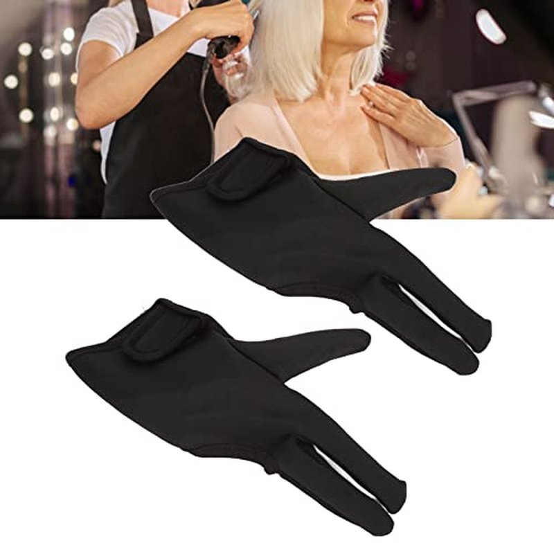 LIZEALUCKY 2pcs Barber Glove Gloves Finger Cover, Three Fingers Gloves Insulated Gloves, Barber Straightening Splint Styling Heat Protector Glove for Barbe